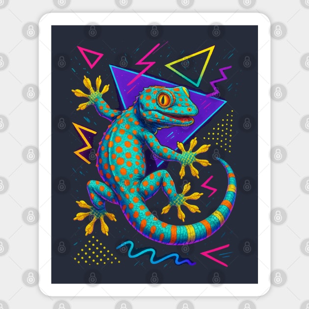 Retro Neon Tokay Gecko Magnet by Reptiq's Store